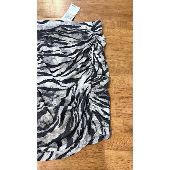 LNA Women's Zebra Print Ruched Side Ribbed Mini Skirt Gray Size Small NWT P1-212 - Picture 3 of 12